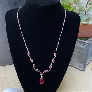 Ruby necklace with sterling silver